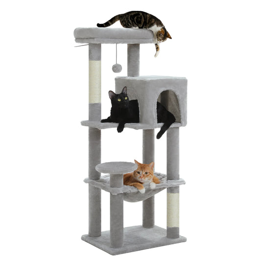 PEQULTI Multi Tier Cat Tree With Scratching Posts And Hammock