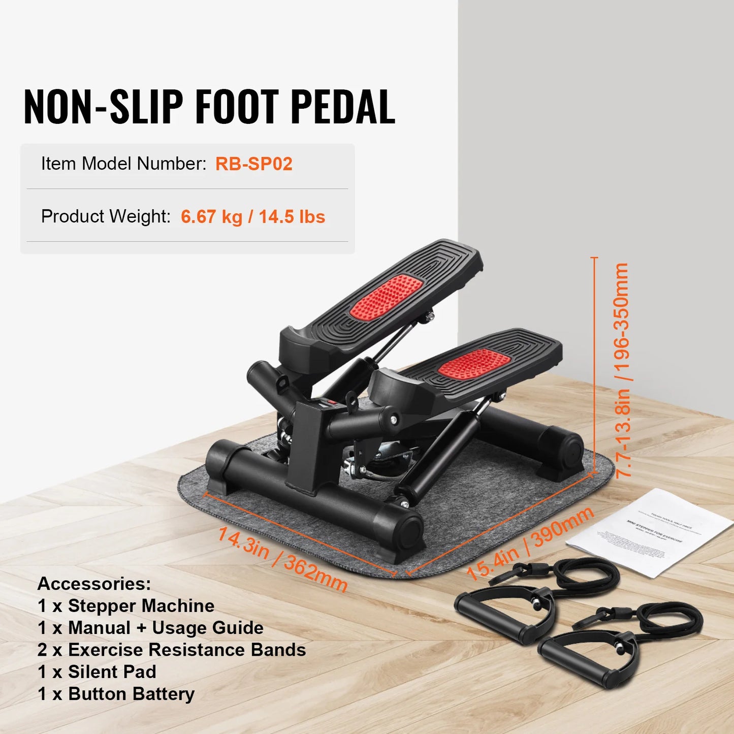 VEVOR Stair Stepper with Resistance Bands and LCD Monitor
