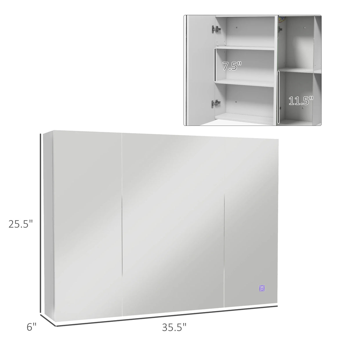 Kleankin Lighted Medicine Cabinet With Mirror And USB Charging