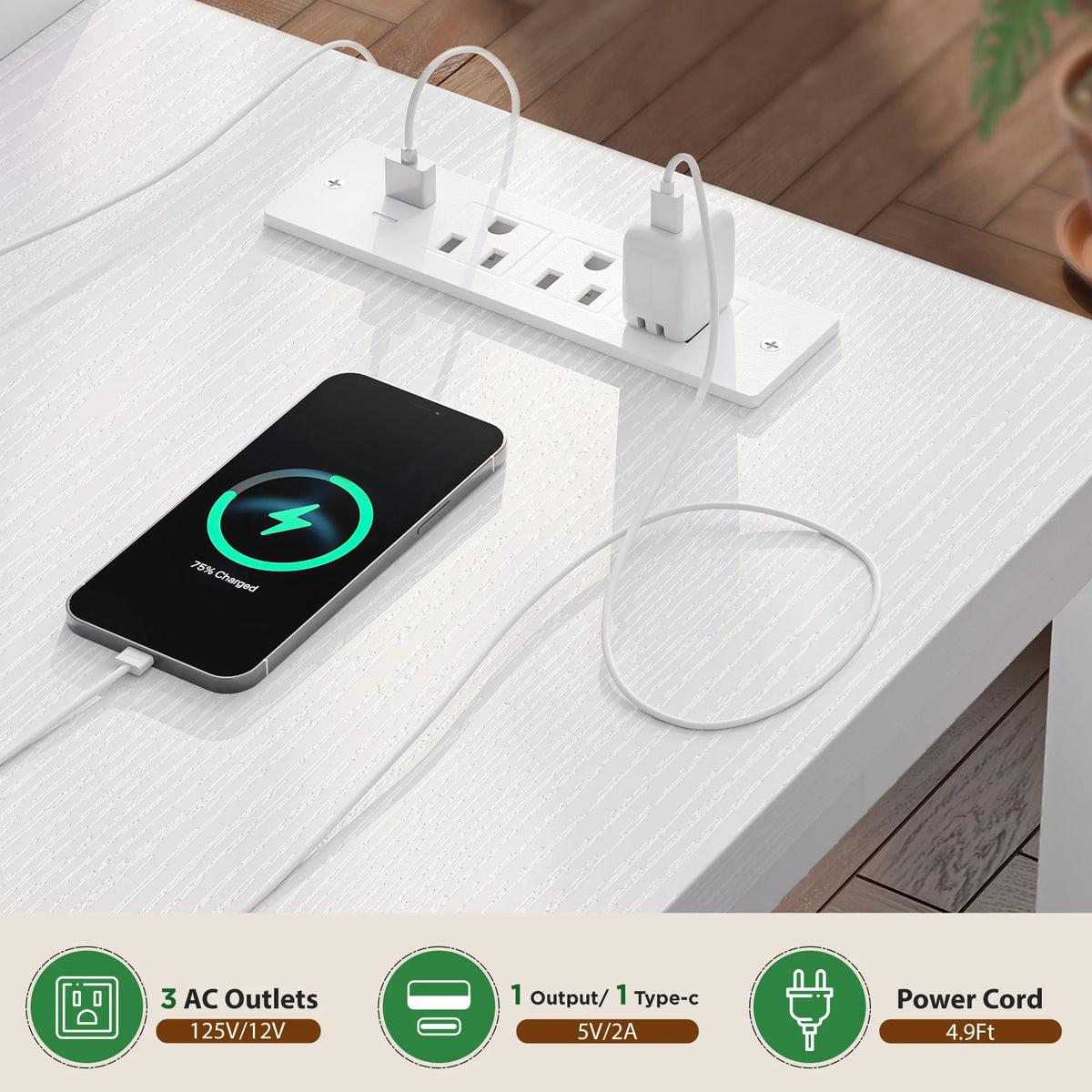 EnHomee L Shaped Desk With Monitor Stand And Power Strip