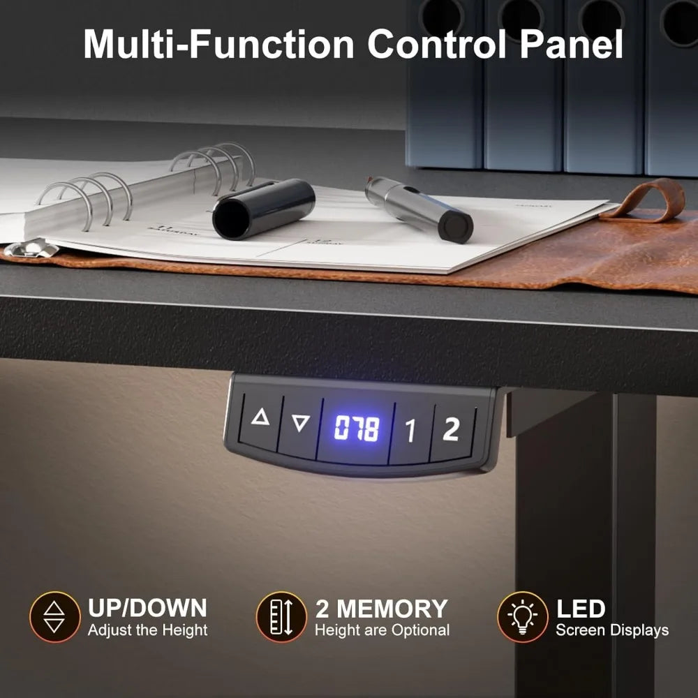 63" L-Shaped Standing Desk, Height Adjustable, Memory Presets, Supports 180lbs for Home Office and Study