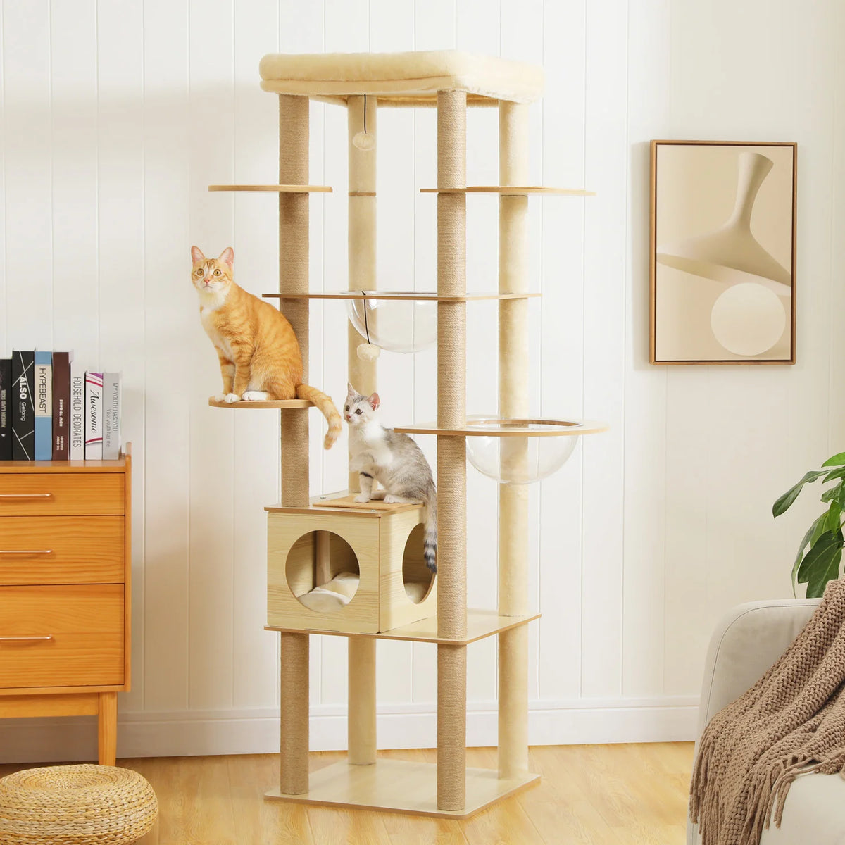 PAWZ Multi-Level Cat Tree With Scratching Posts And Hammock