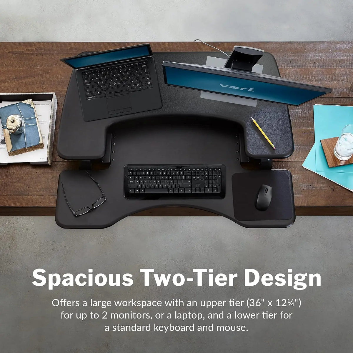 Adjustable Sit Stand Desk Converter With Multiple Height Settings