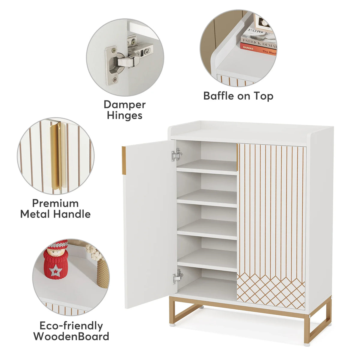 Tribesigns Modern Wood Shoe Cabinet Storage Rack For Bedroom Hallway