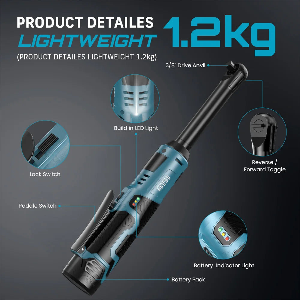 Seesii Cordless Brushless Electric Angle Wrench With Batteries
