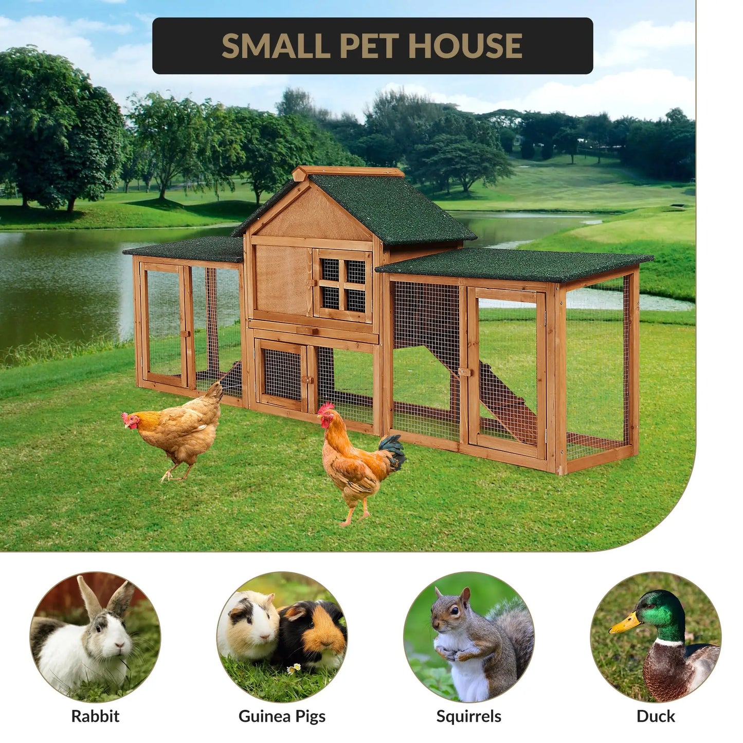 DishyKooker 2-Story Bunny Hutch With Double Runs Outdoor Cage