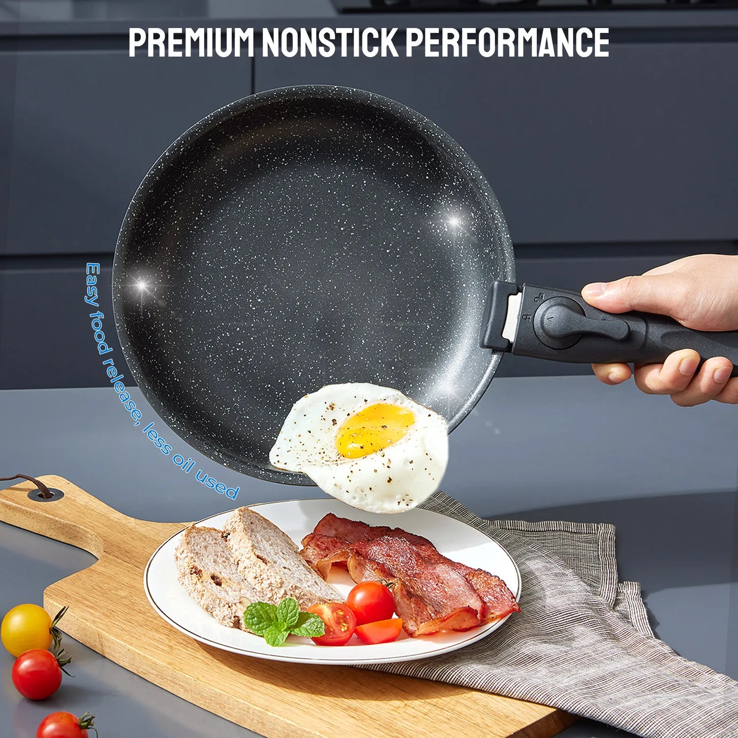 Induction Cookware Set 10 Pieces Nonstick Pans With Removable Handles