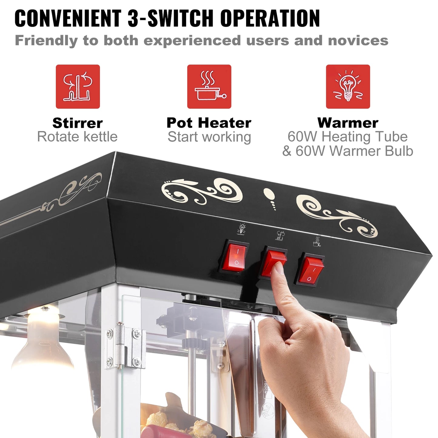 SucceBuy Countertop Popcorn Maker Machine for Home Theaters