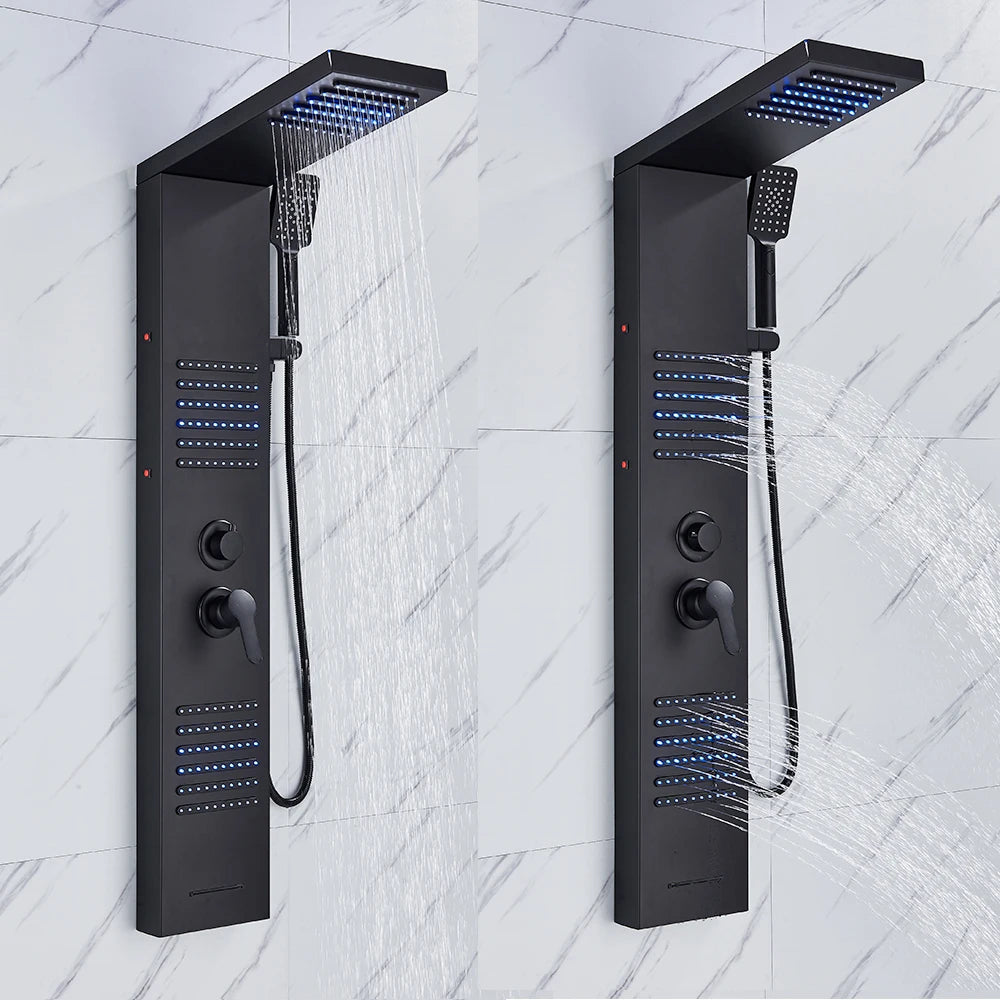 MYQualife LED Shower Panel With Waterfall Massage Jets