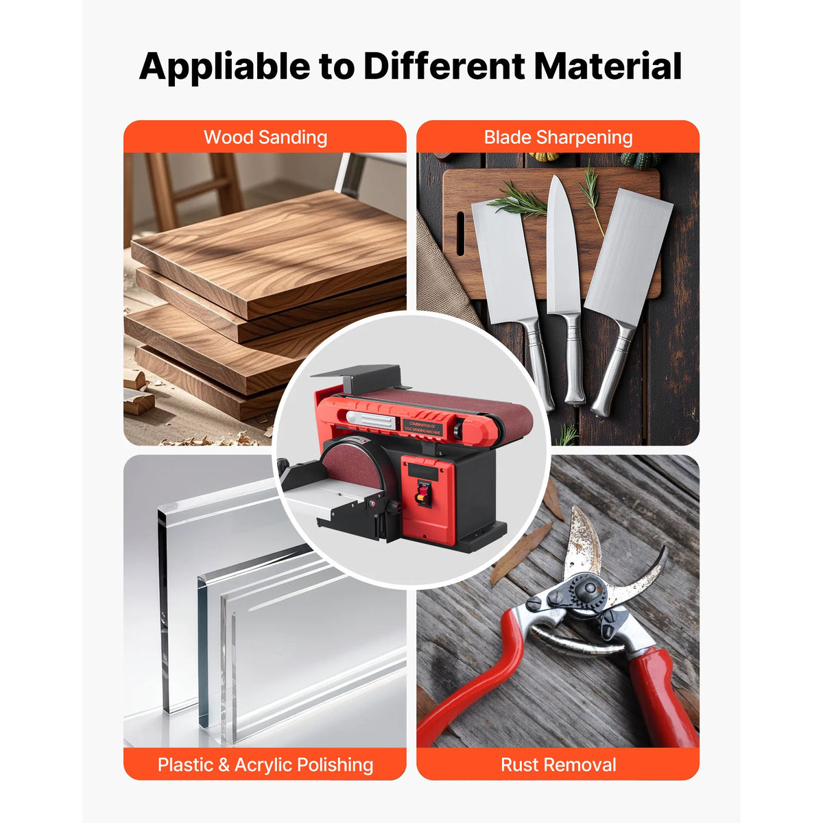 SucceBuy 5/6" Disc Sander 1x30/4x 36 in Belt Sander 250/400W with Adjustable Worktable & Dust Collection Port for Woodworking