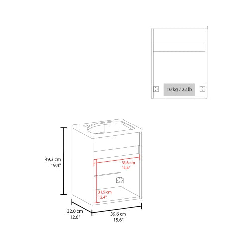 Wide Floating Wall Mounted Bathroom Vanity With Cabinet