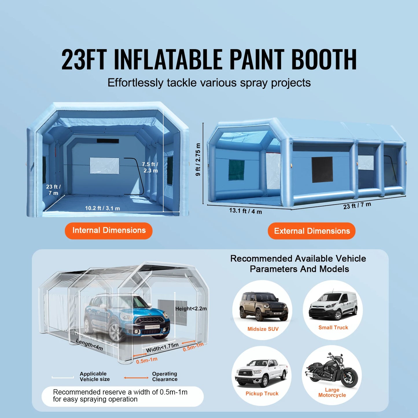 SucceBuy Inflatable Paint Booth With Powerful Blowers And Filter System