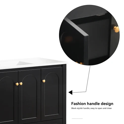 Bathroom Vanity Cabinet With Four Sliding Doors And Two Drawers