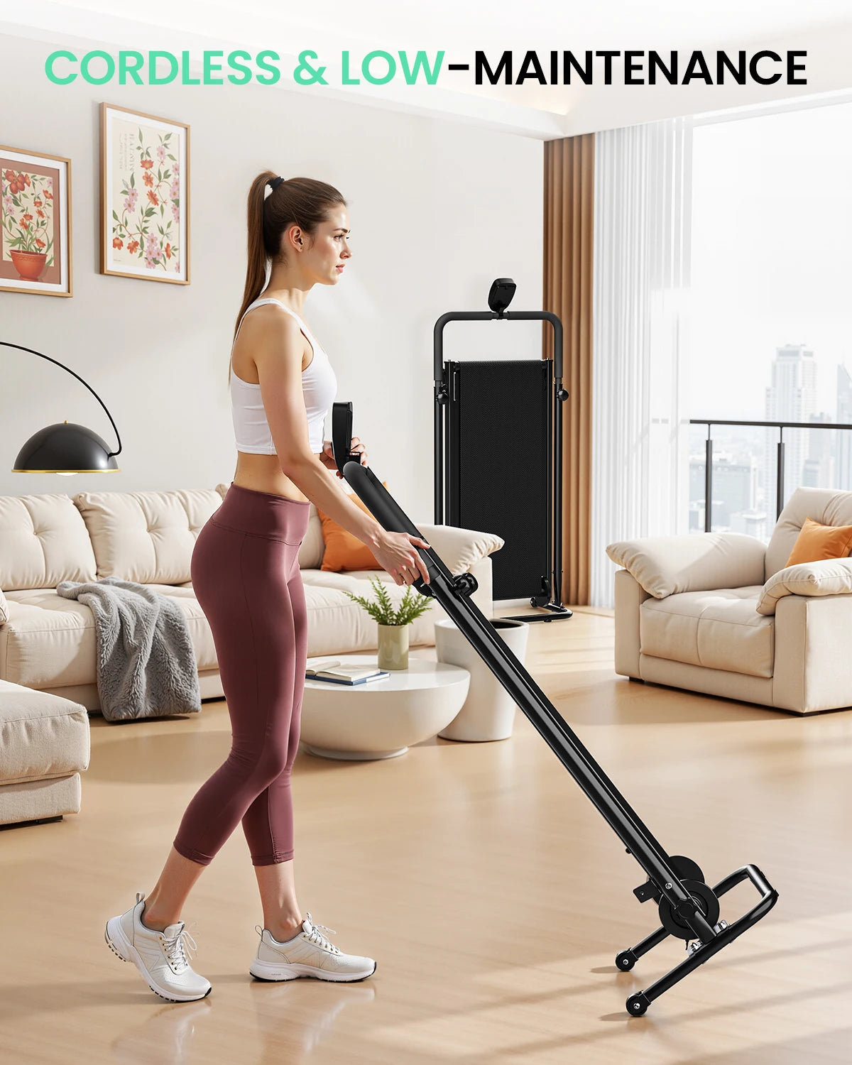AKLUER Motorless Treadmill With Dual Flywheels And LCD Monitor