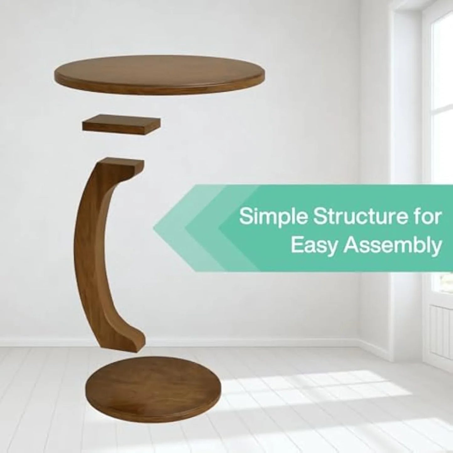 Little Tree Round End Table C-Shaped Mid-Century Boho