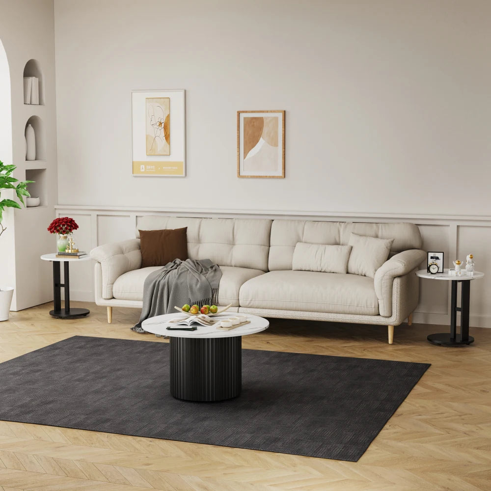 Contemporary Nesting Coffee Table Set With Faux Marble Top