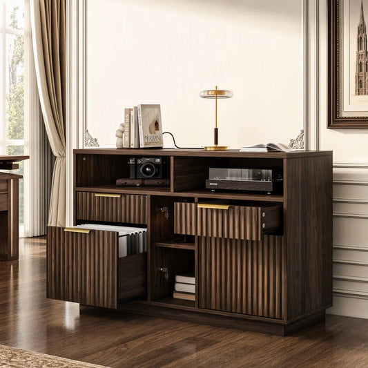 K Kyspho Wooden File Cabinet With Lock And Charging Station