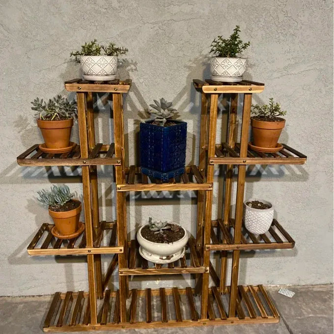 Wisfor Wooden Multi Tier Indoor Outdoor Plant Display Stand Shelf