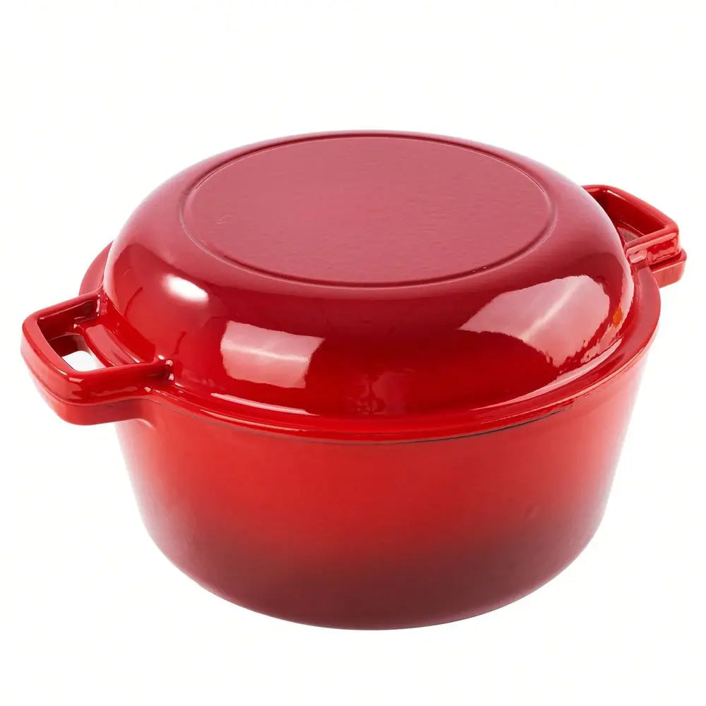2-In-1 Enameled Cast Iron Dutch Oven With Frying Pan Lid