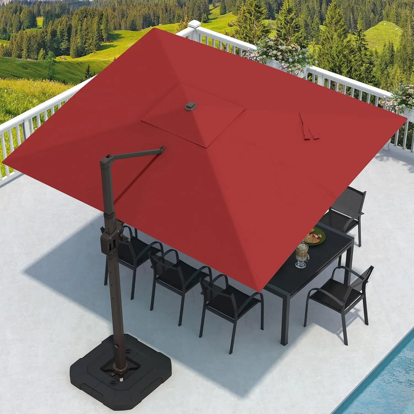 Cantilever Patio Umbrella With Base Included Rectangular Offset 7 Tilts
