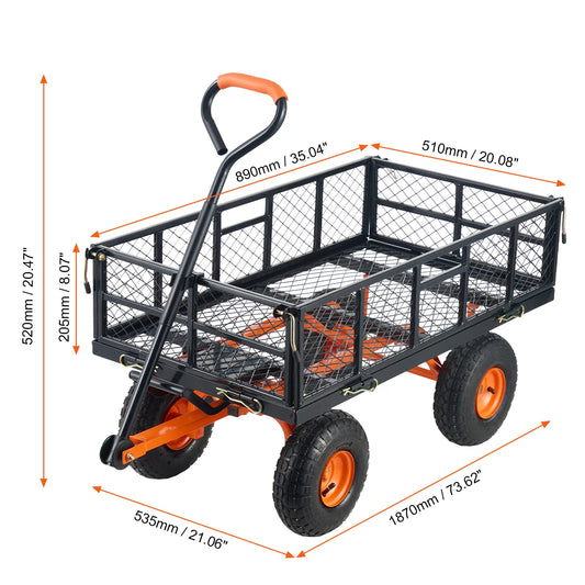 SucceBuy Garden Cart Sturdy Metal Utility Wagon 400 880 Capacity
