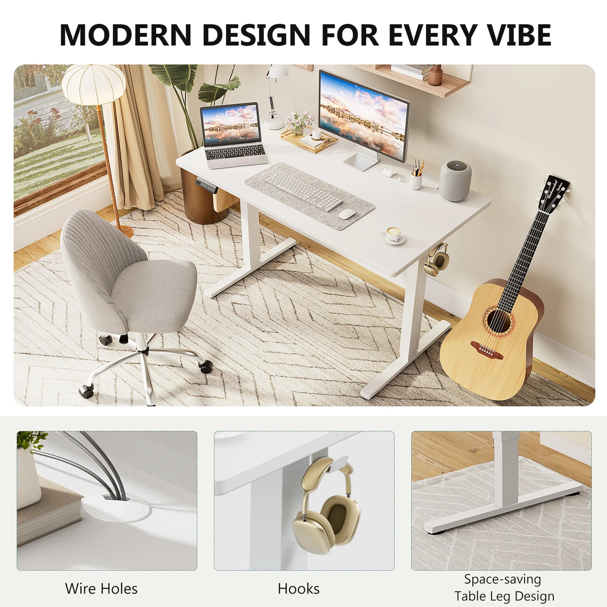 MCQ Electric 63x24 Inch Standing Office Computer Desk Ergonomic Height Adjustable Gaming Table for Home Office Use Workstation