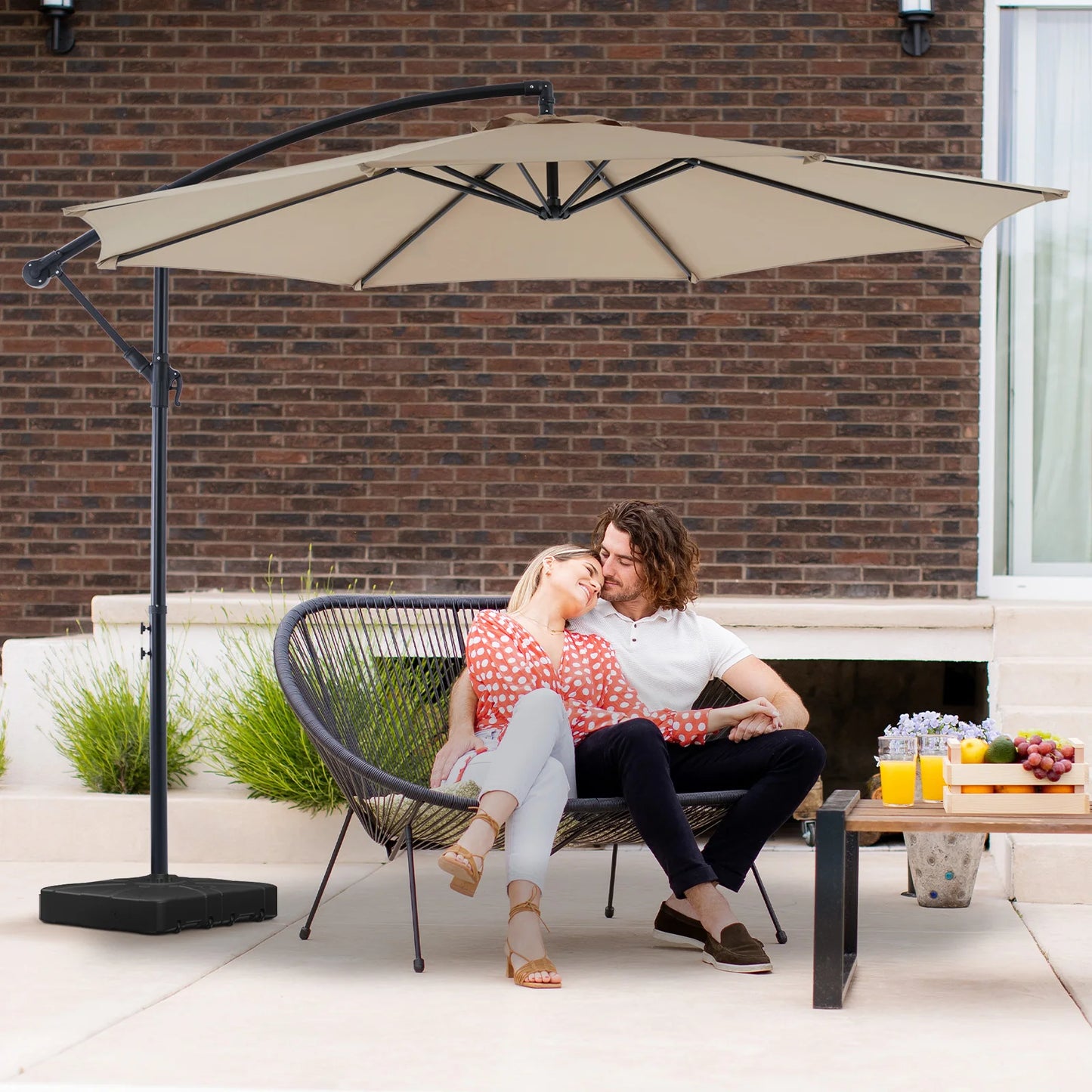 JHK Cantilever Outdoor Umbrella With Easy Tilt Adjustment UV Protection