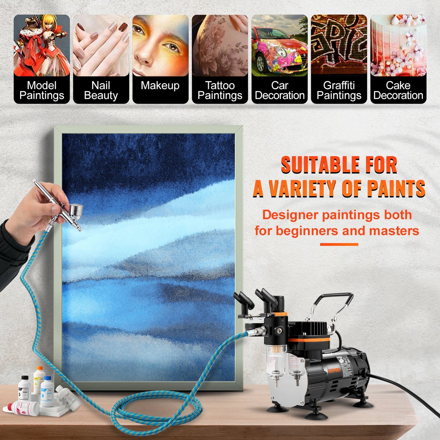 SucceBuy Professional Dual-Action Airbrush Kit 120W Sprayer