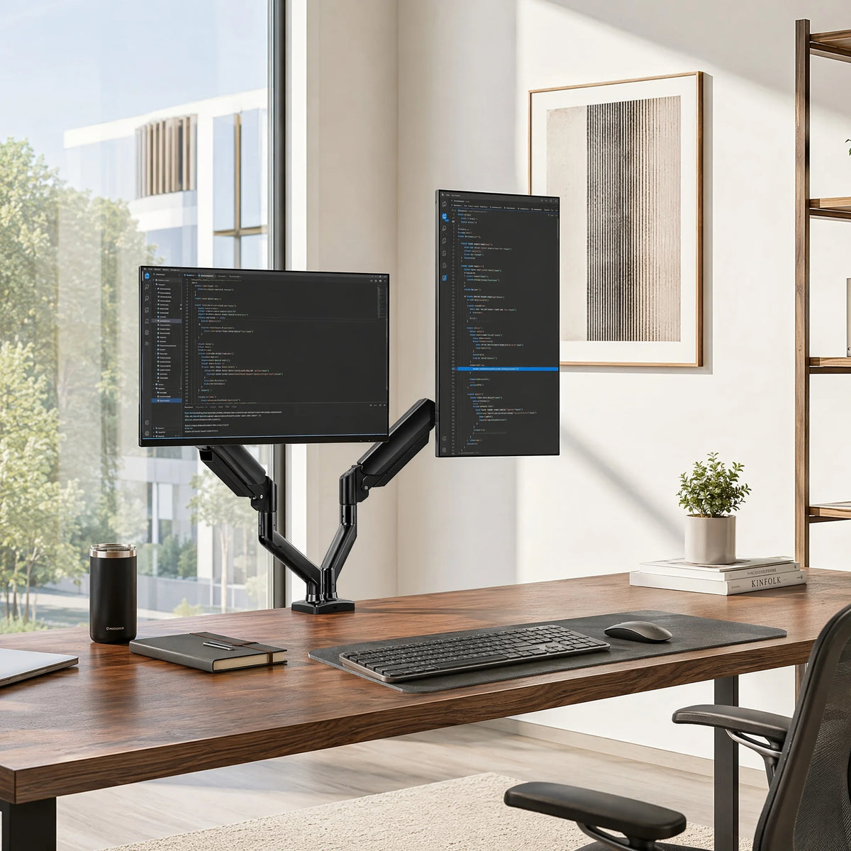 K Kyspho Adjustable Dual Monitor Mount With Stable Vesa Support