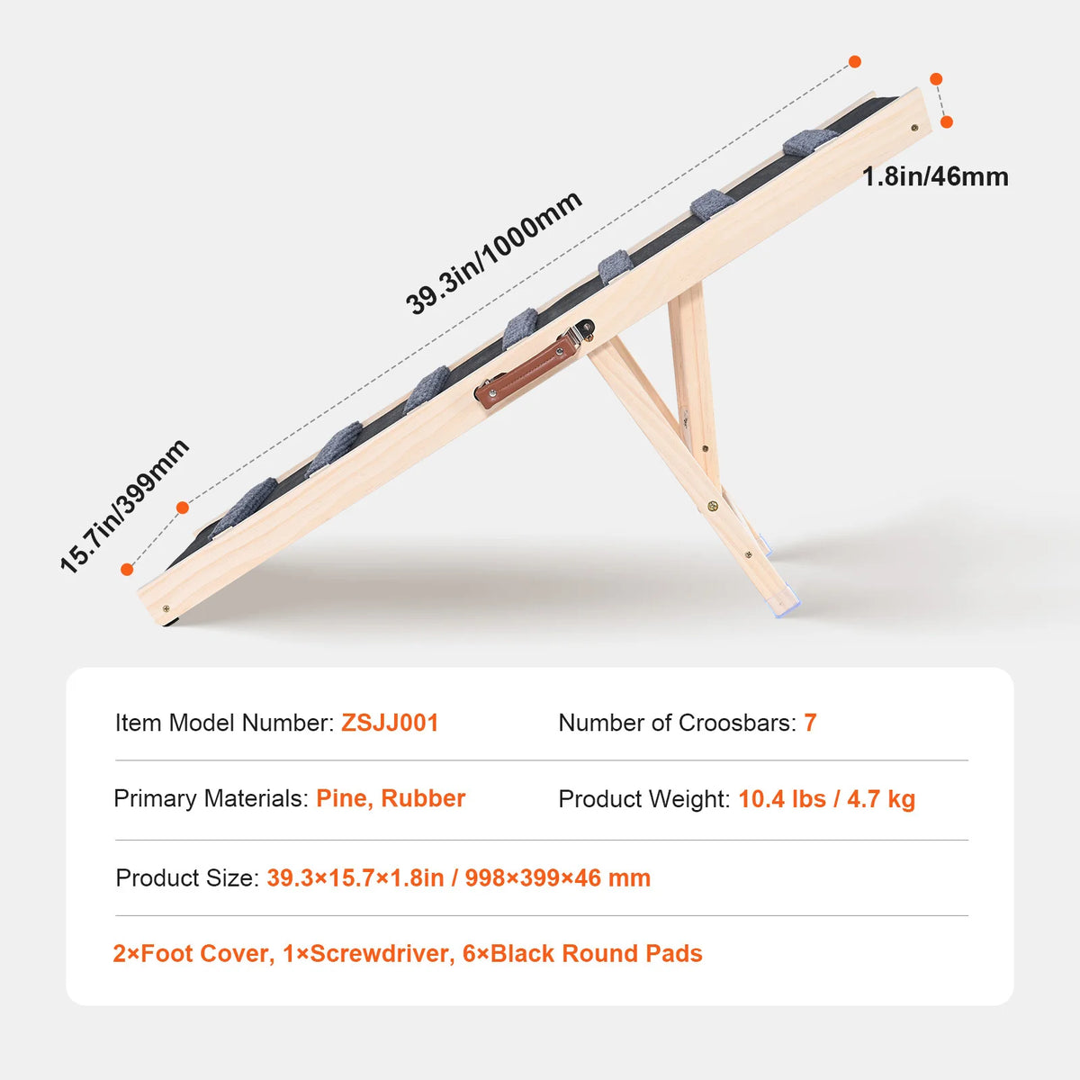 SucceBuy Adjustable Folding Dog Ramp With Non Slip Steps