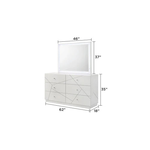 Queen 5-Piece Bedroom Set with Modern Lacquer Finish LED Lighting