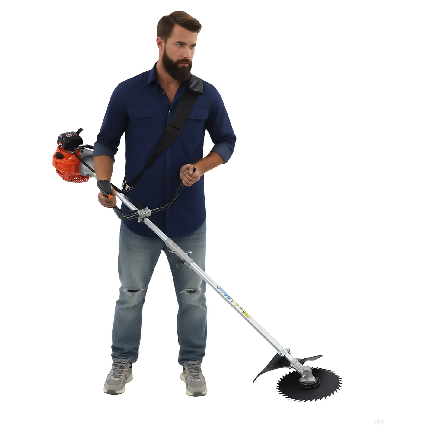 Gas Weed Trimmer 42.7cc 2 Stroke Brush Cutter With 3 Heads