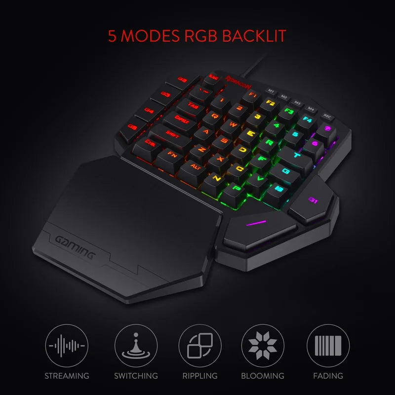 Redragon K585 One Handed Mechanical Gaming Keyboard With Wrist Rest