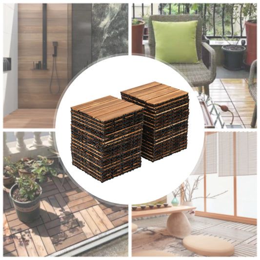 Acacia Mosaic Wood Deck Tiles Interlocking Outdoor Flooring