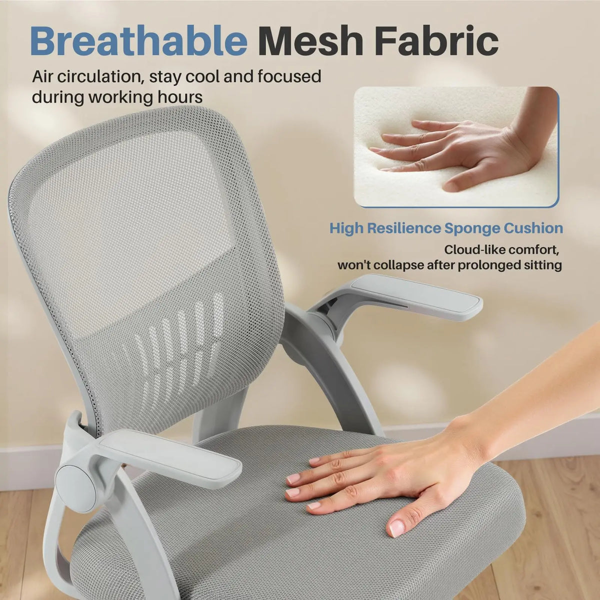JHK Ergonomic Mid Back Office Chair With Adjustable Height