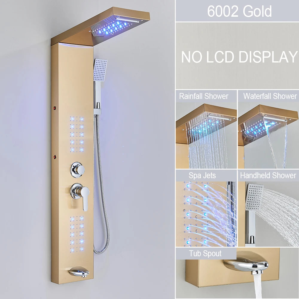 MYQualife LED Shower Panel With Waterfall Massage Jets