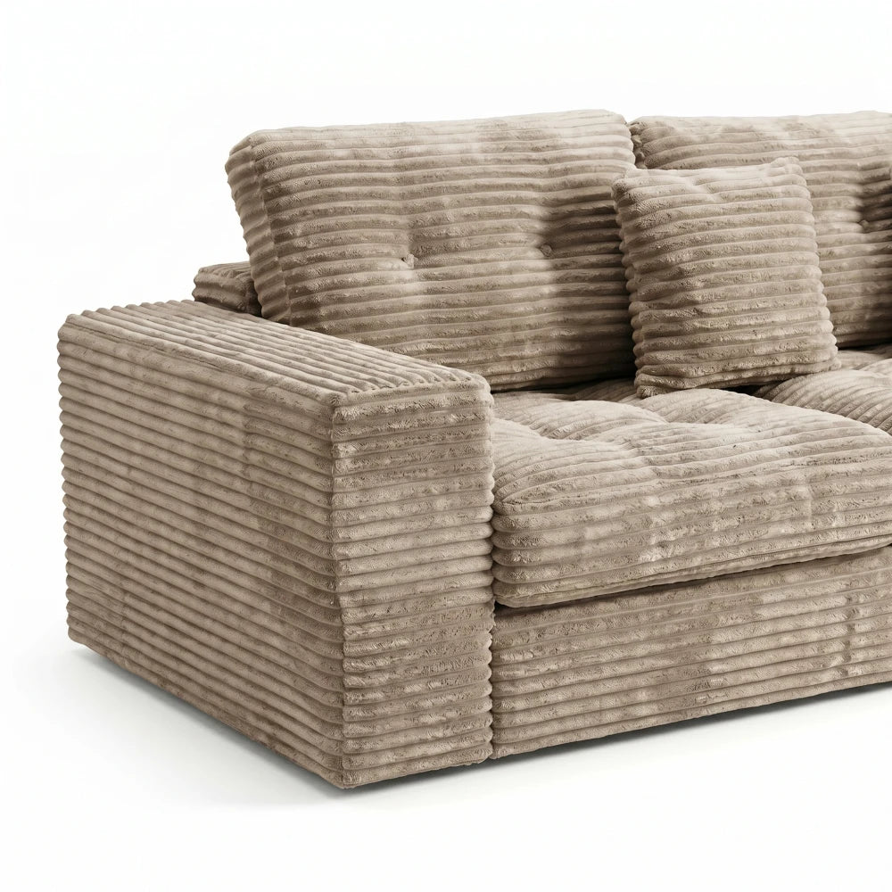 Modular Cloud Sofa Set With Movable Ottoman And Plush Cushions