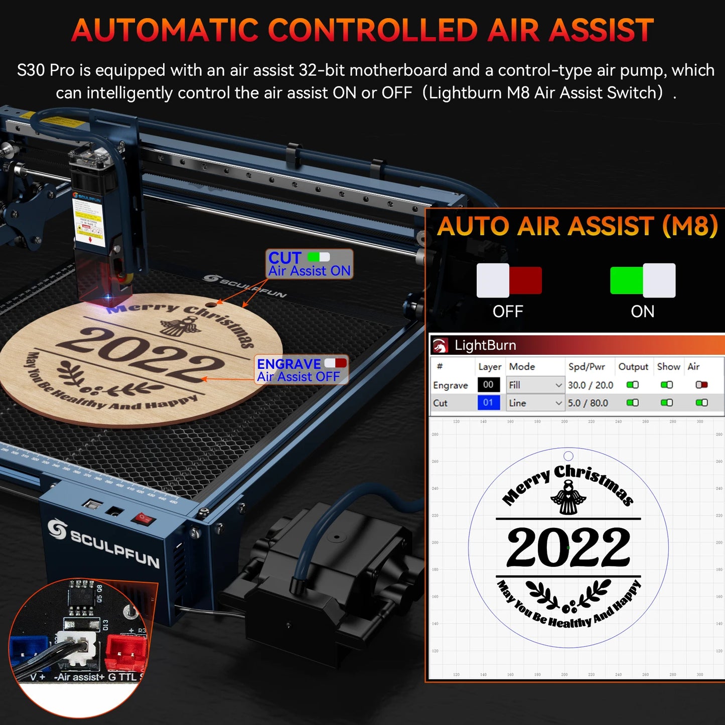SCULPFUN S30 Pro 10W Laser Engraving Machine With Air Assist