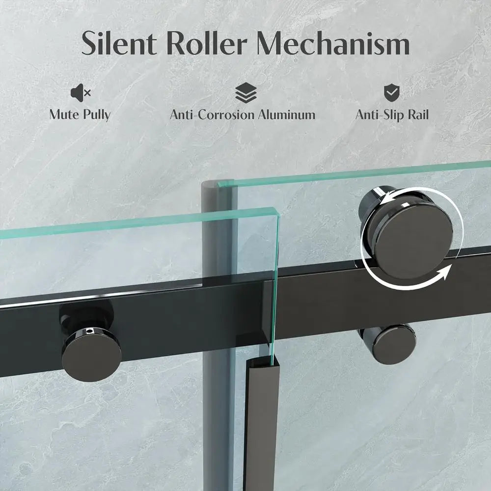Reversible Single Panel Sliding Shower Door With Tempered Glass