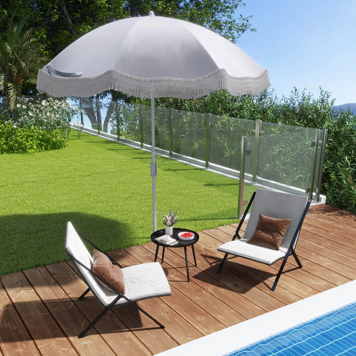HOMASIS Patio Umbrella With Carrying Bag And Push Button Tilt