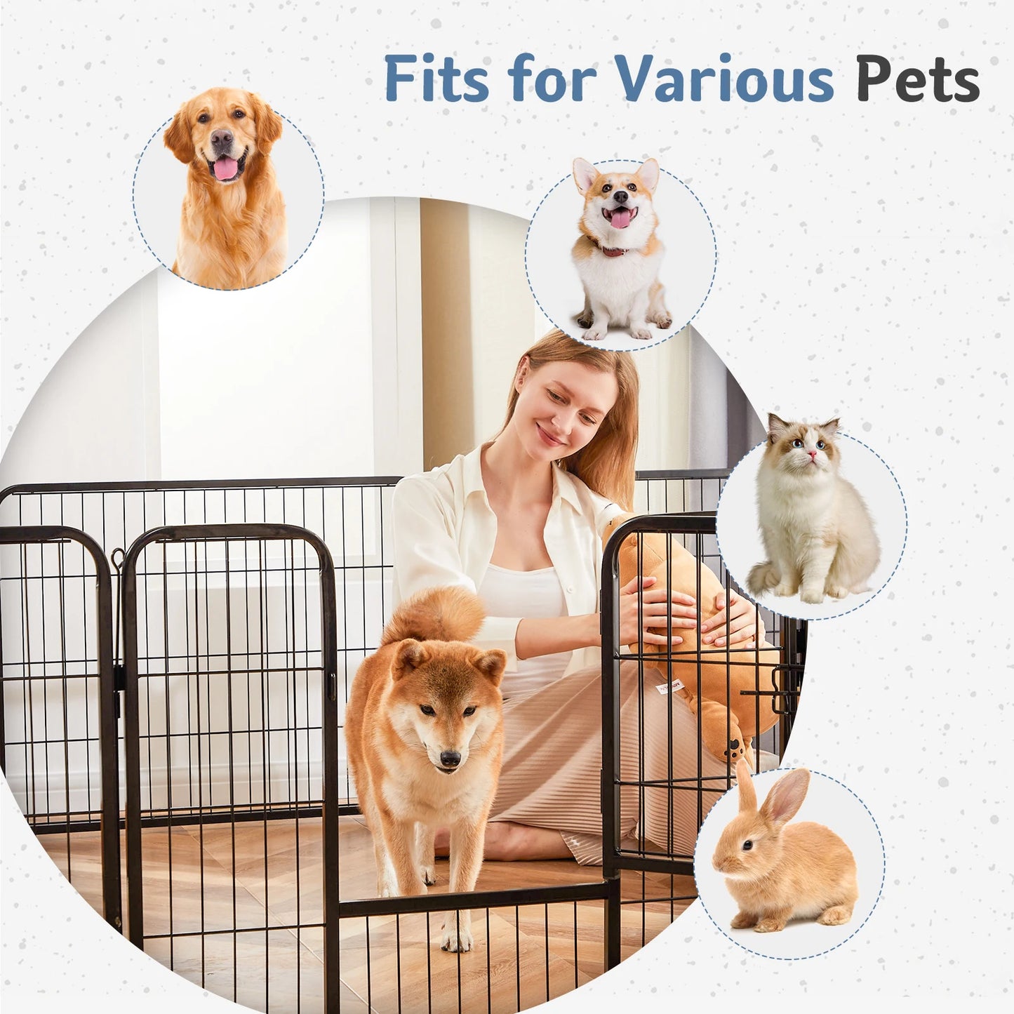 JHK 16 Panel Dog Playpen Metal Fence Foldable Outdoor Pen
