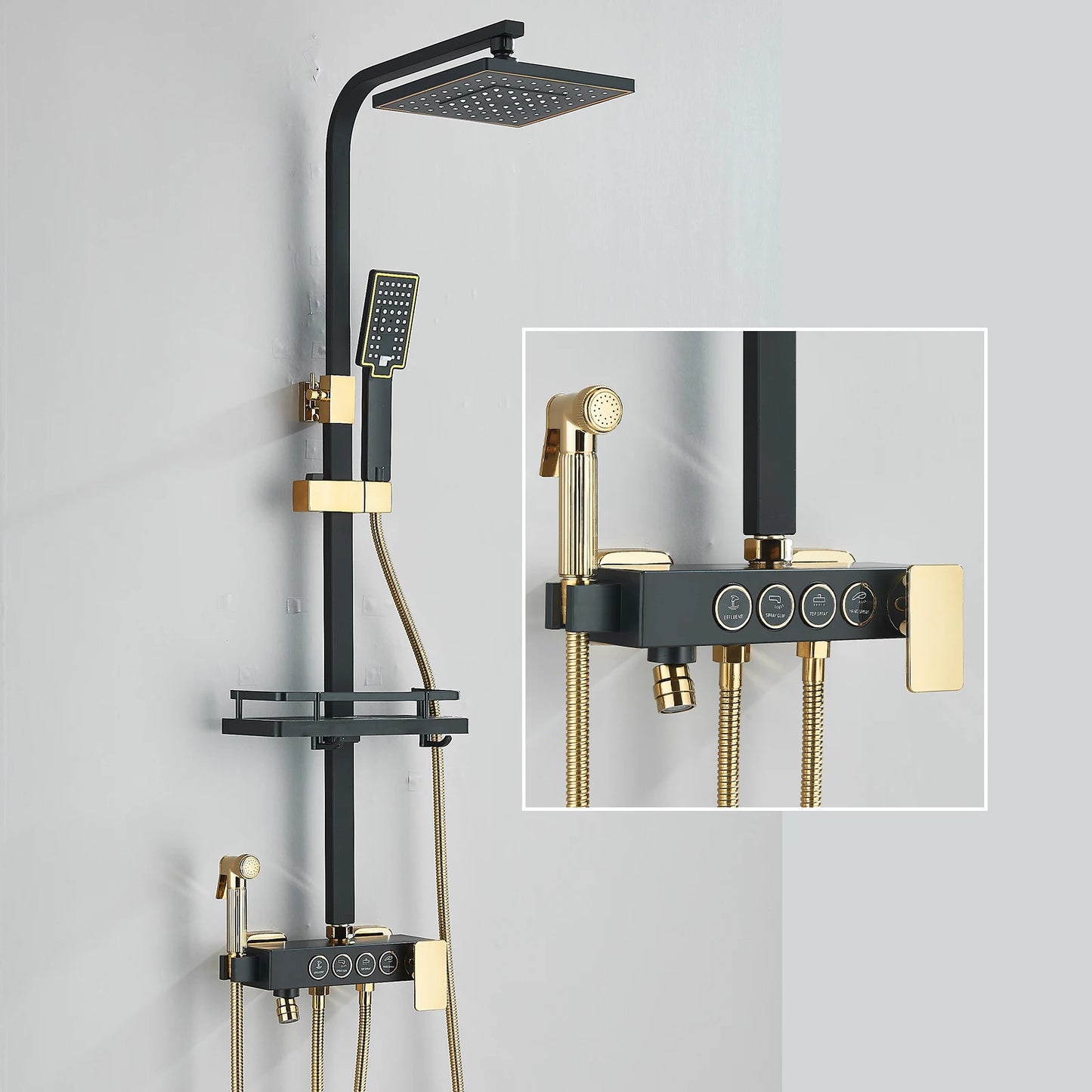 Fmhjfisd Rainfall Shower Faucet Set Brass 4Way Liftable Shower