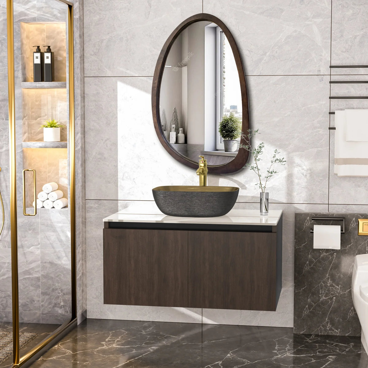 Modern Floating Wall Mounted Bathroom Vanity With Ceramic Sink