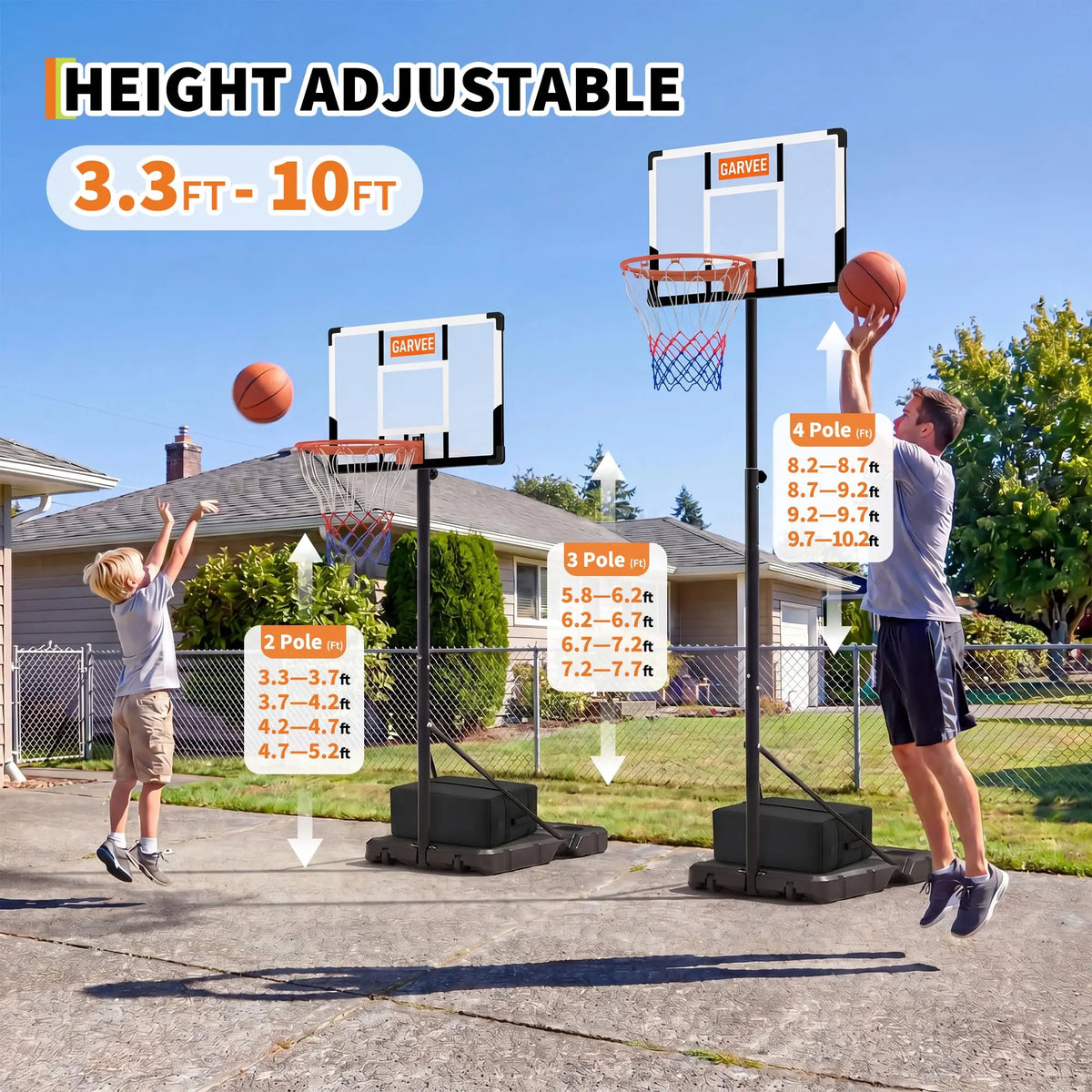 Himiss Portable Adjustable Basketball Hoop With Backboard And Wheels