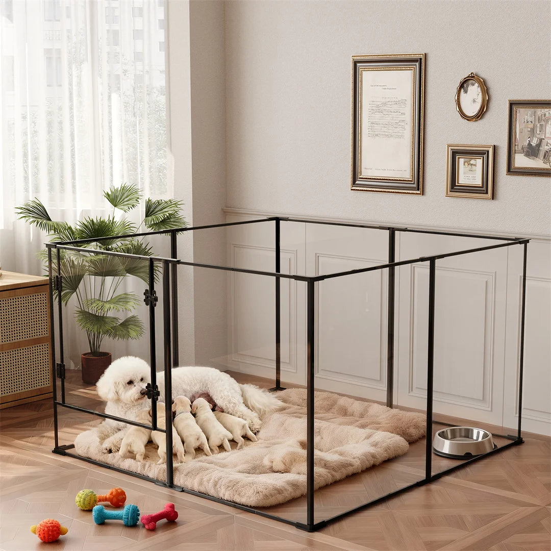 BINGOPAW 8 Panel Acrylic Dog Playpen Indoor Exercise