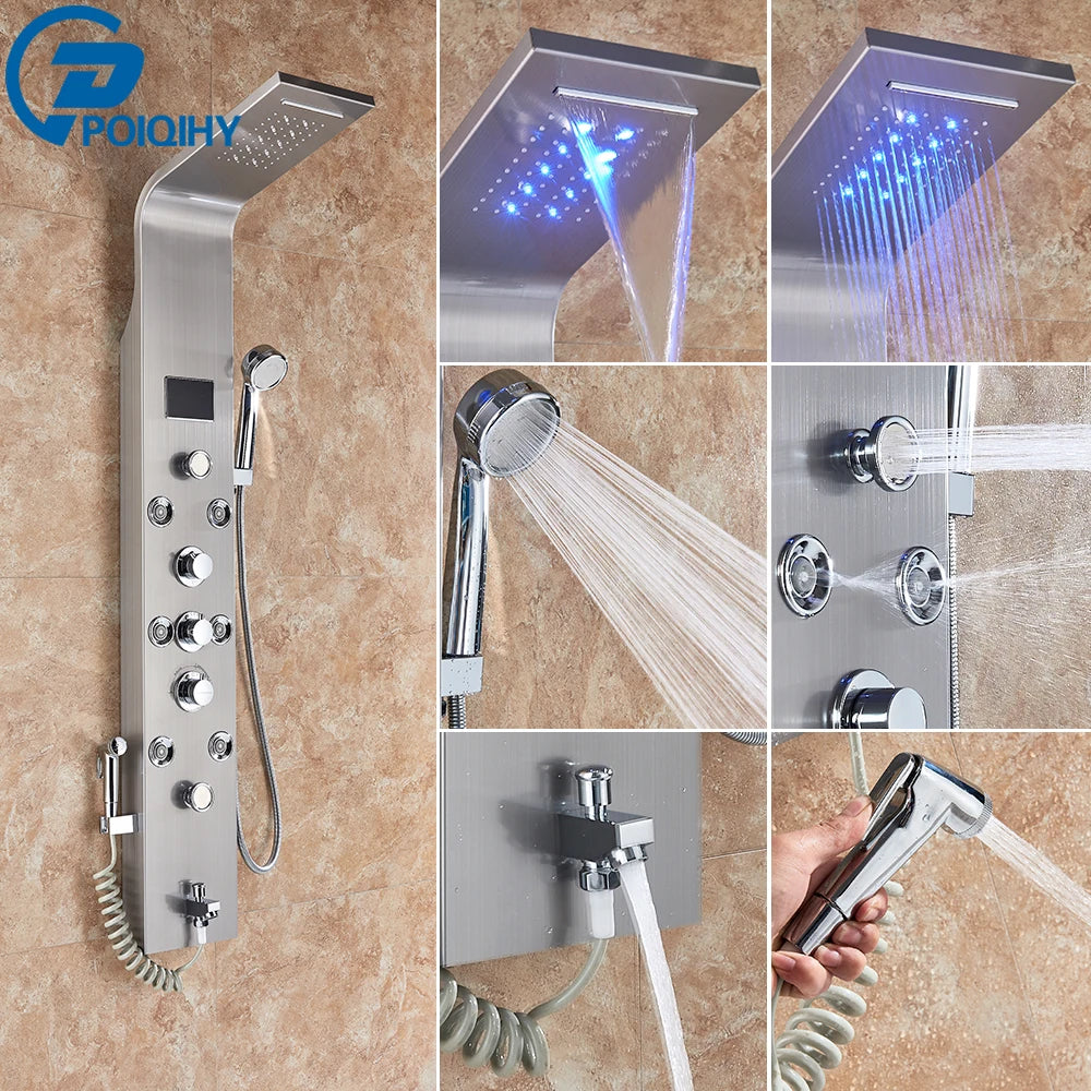 Poqihy Shower Faucet Bath Mixer Tap System With Handheld