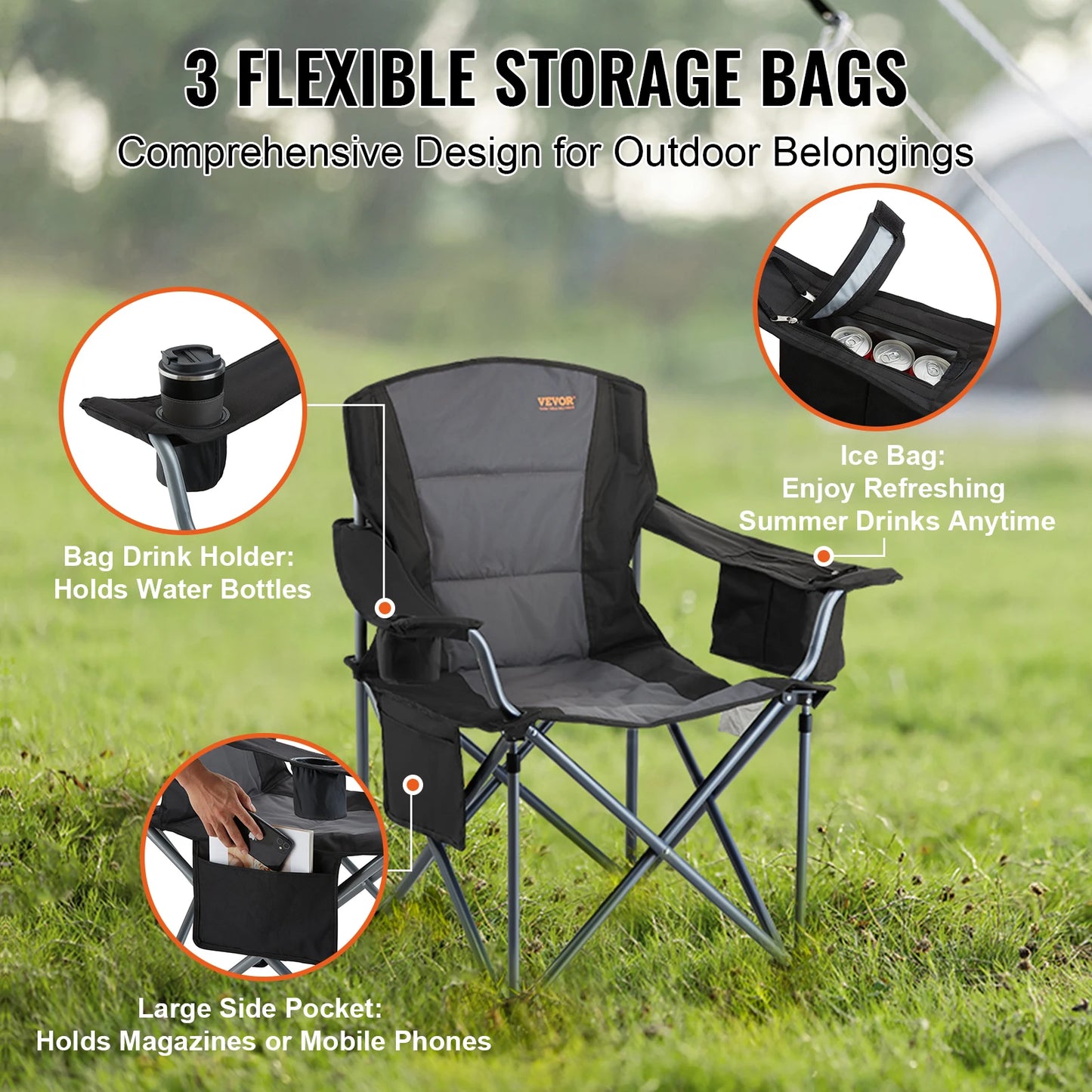 SucceBuy Ultralight Folding Camping Chair 350-Pound Capacity