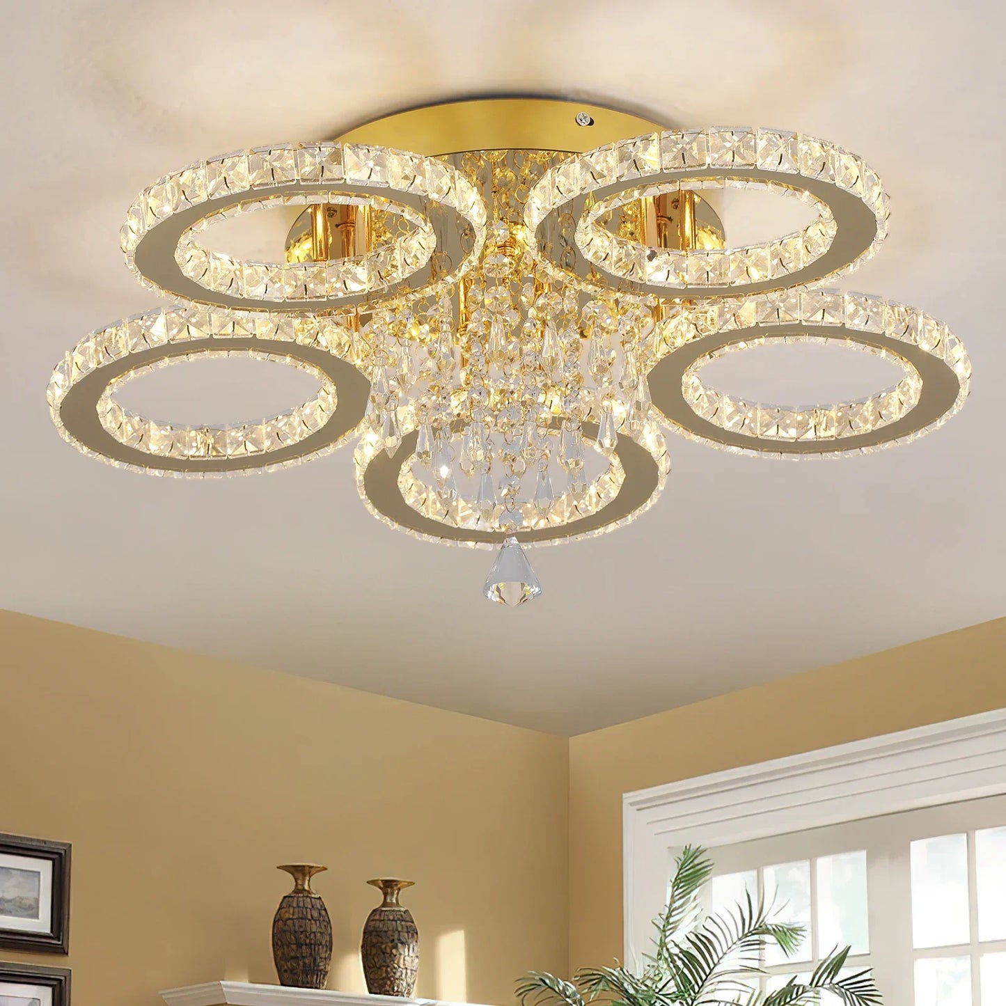 VETRULUS Crystal LED Ceiling Chandelier For Living Room Dining