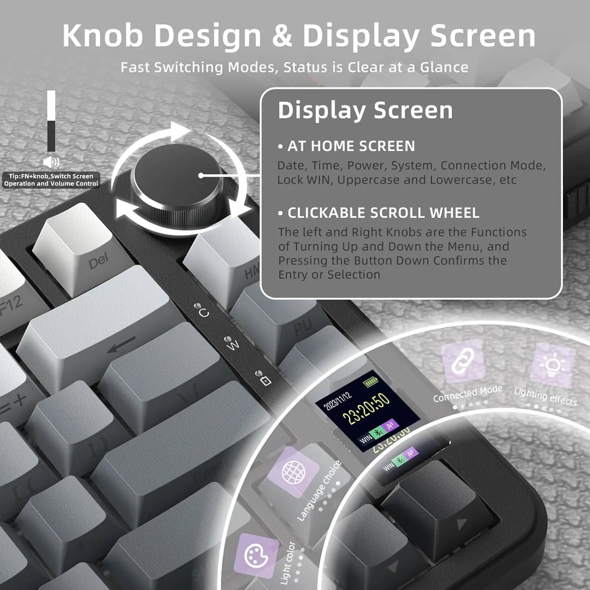 Attack Shark X85 Mechanical Keyboard Hot Swappable Gasket Screen Knob