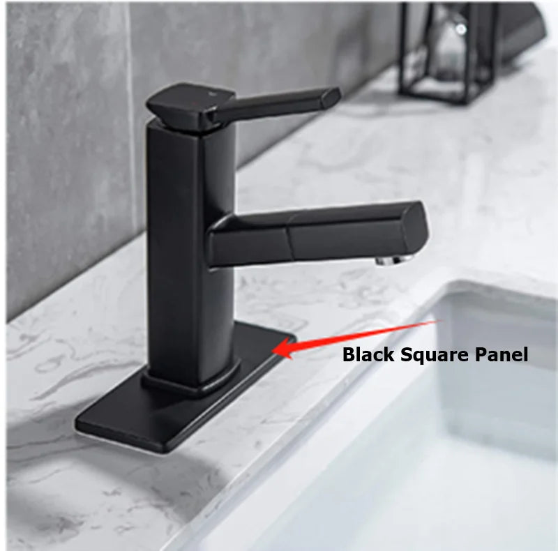 304 Stainless Steel Square Basin Faucet Hot Cold Deck Mounted
